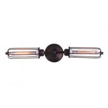 Edison Caged Sconce Inline Double Black
