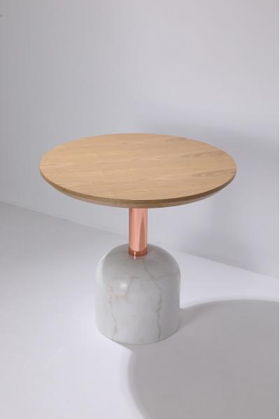 Graceful Wood Marble Side Table