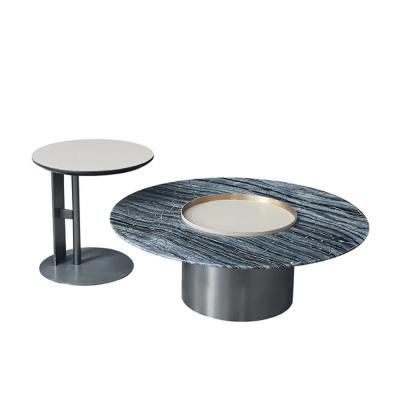 Saddle Leather Marble Coffee Table